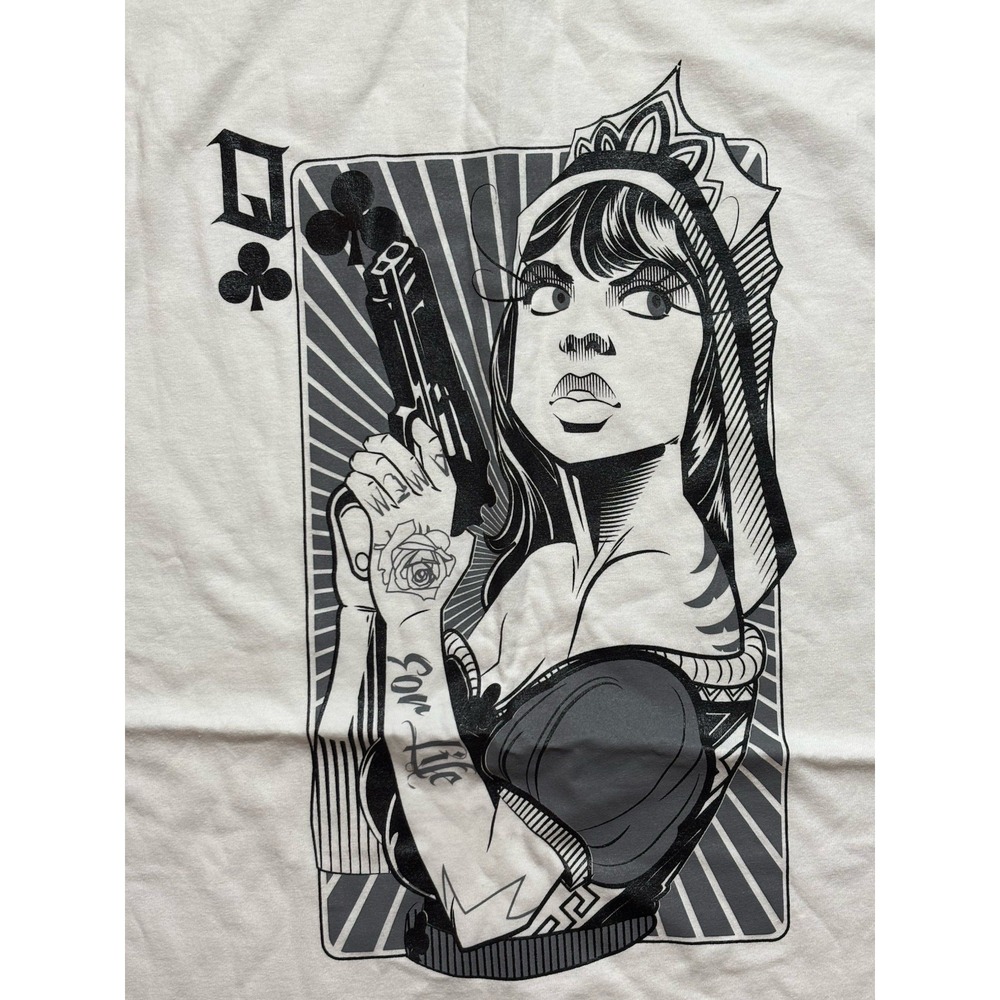 Graphic Novel Image T Shirt Men 4XL Queen Of Hearts Gangster Tattoo Street Wear